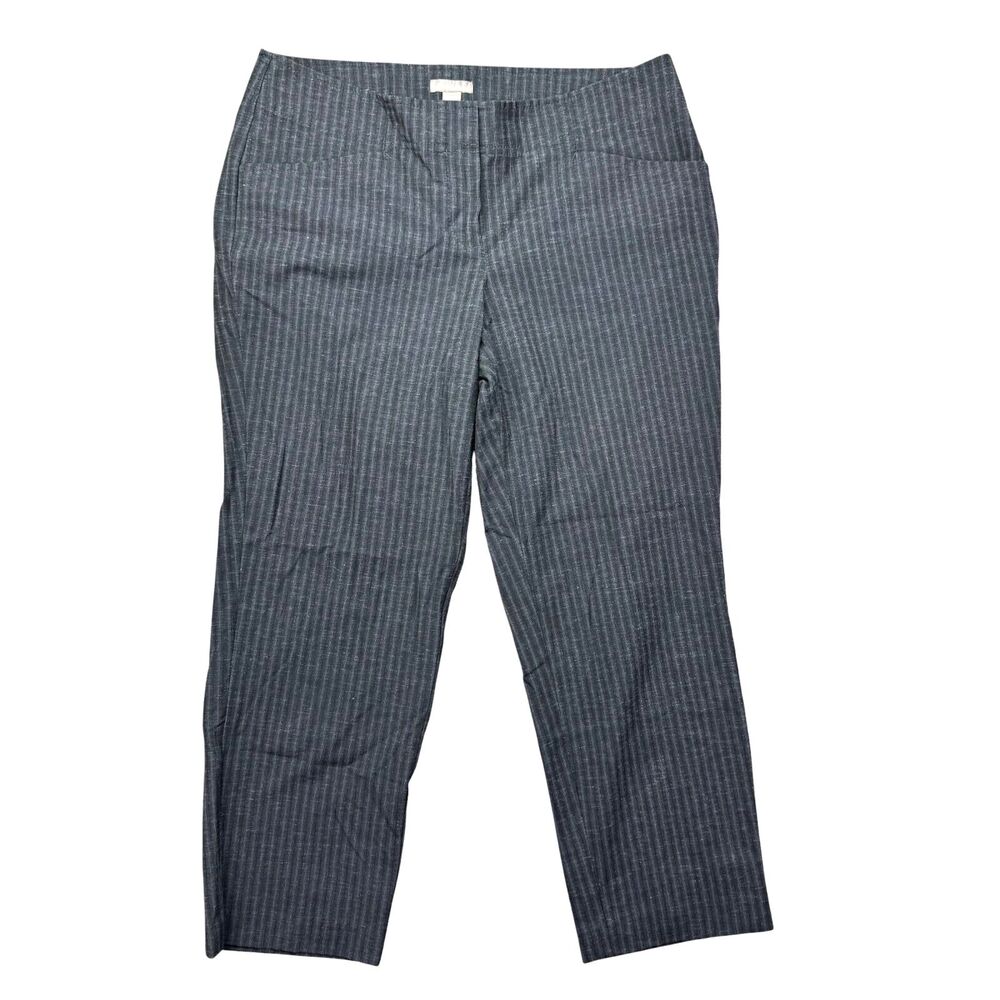 J. Jill Pants Women's 6 Petite Gray Stretch Pinstripe Cropped Business Preppy